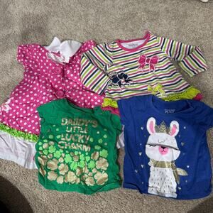 LOT of 4 Pieces Baby Girls Size 18 & 18 - 24 Months Short Sleeve Tops & Dress